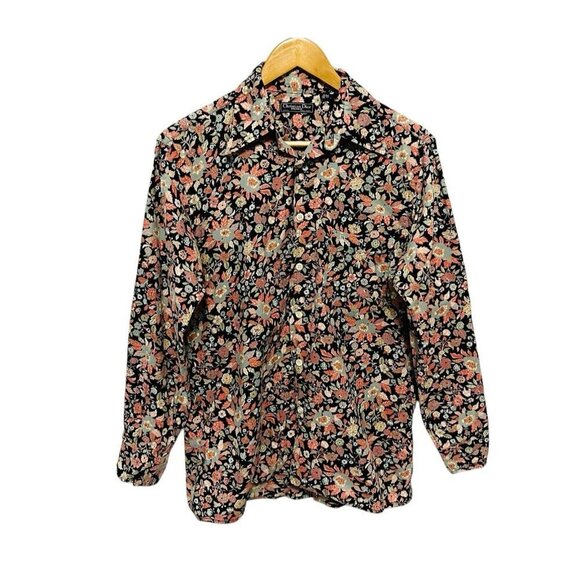 Vintage Christian Dior Floral Shirt Size 15.5 Button Up 70s Style Mod Disco LS - Picture 1 of 7